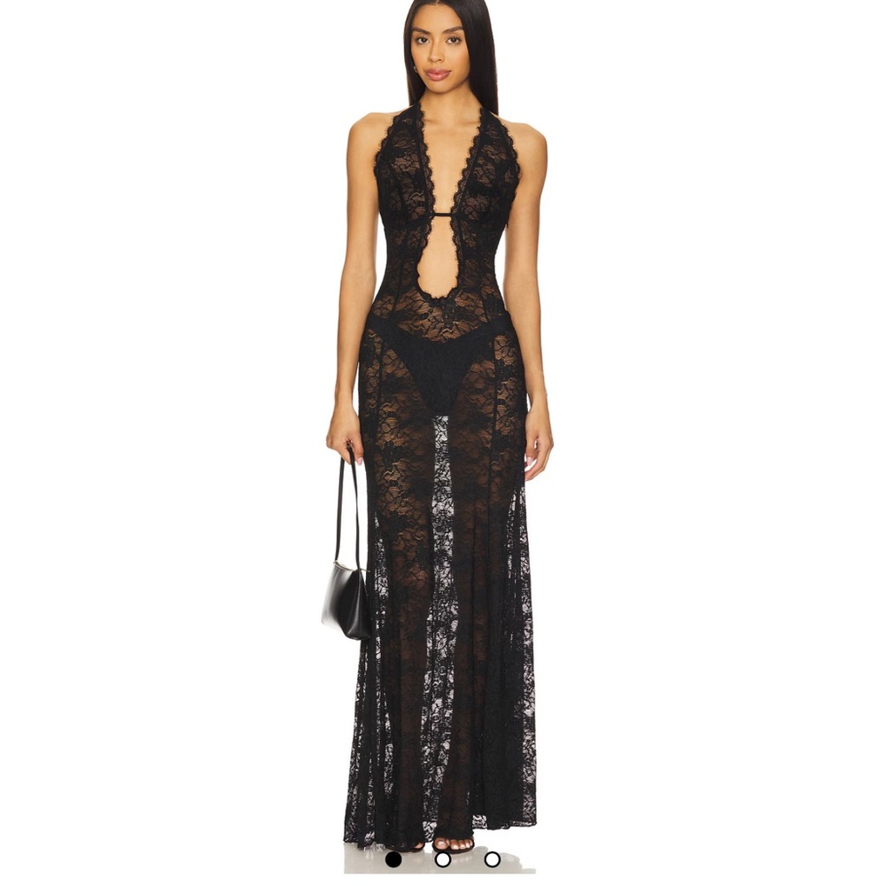 REVOLVE Black Halter Backless Gown